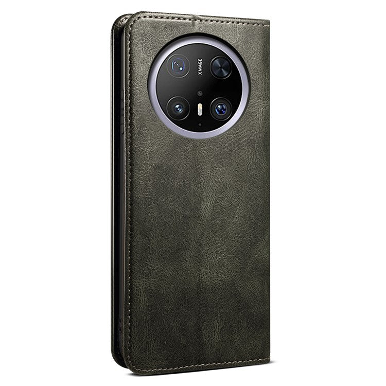 For Huawei Mate 70 Case Crazy Horse Texture Waxy Leather Wallet Stand Phone Cover - Green