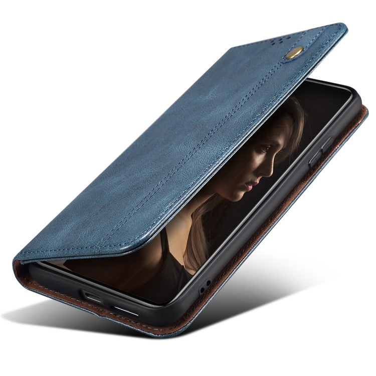 For Huawei Mate 70 Case Crazy Horse Texture Waxy Leather Wallet Stand Phone Cover - Blue