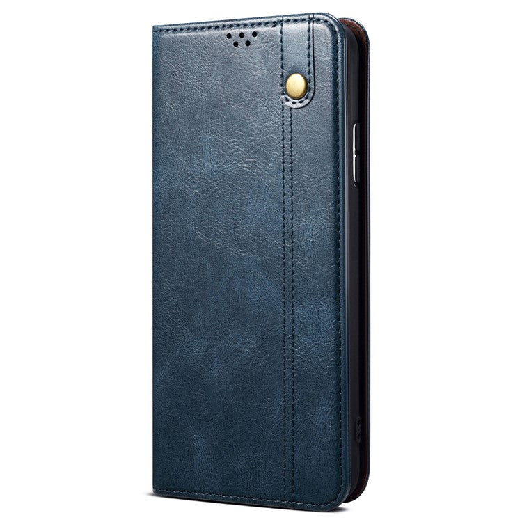For Huawei Mate 70 Case Crazy Horse Texture Waxy Leather Wallet Stand Phone Cover - Blue