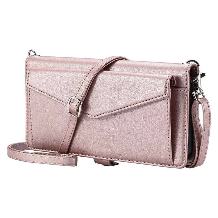 For Motorola Moto G75 5G Leather Case Wallet Stand Phone Cover with Straps - Rose Gold