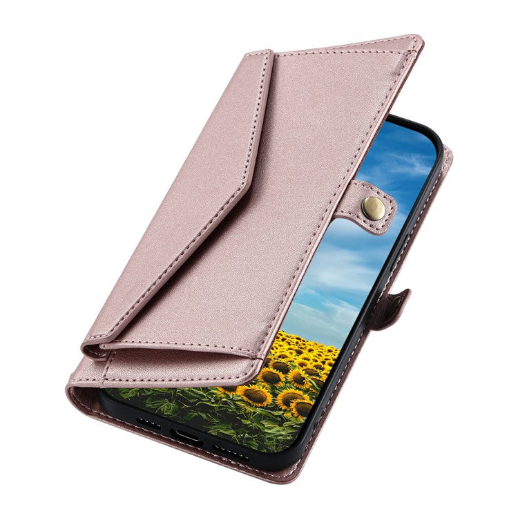 For Motorola Moto G75 5G Leather Case Wallet Stand Phone Cover with Straps - Rose Gold