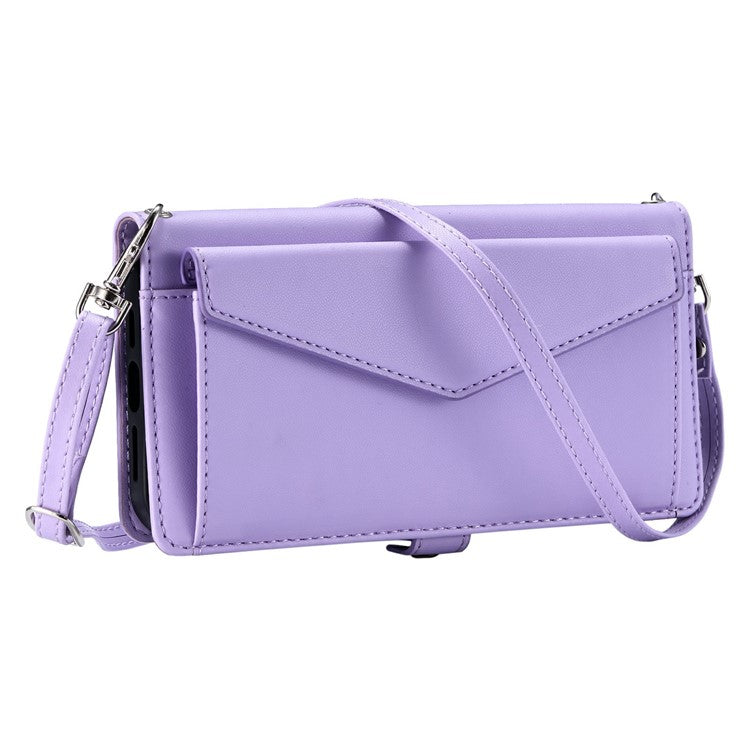 For Motorola Moto G75 5G Leather Case Wallet Stand Phone Cover with Straps - Purple