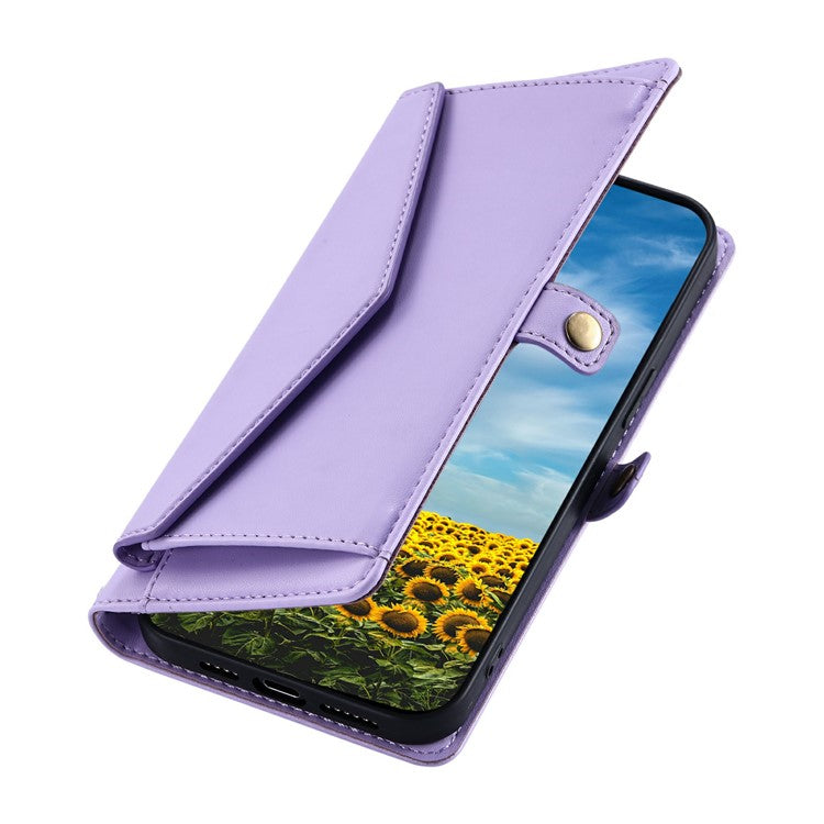 For Motorola Moto G75 5G Leather Case Wallet Stand Phone Cover with Straps - Purple