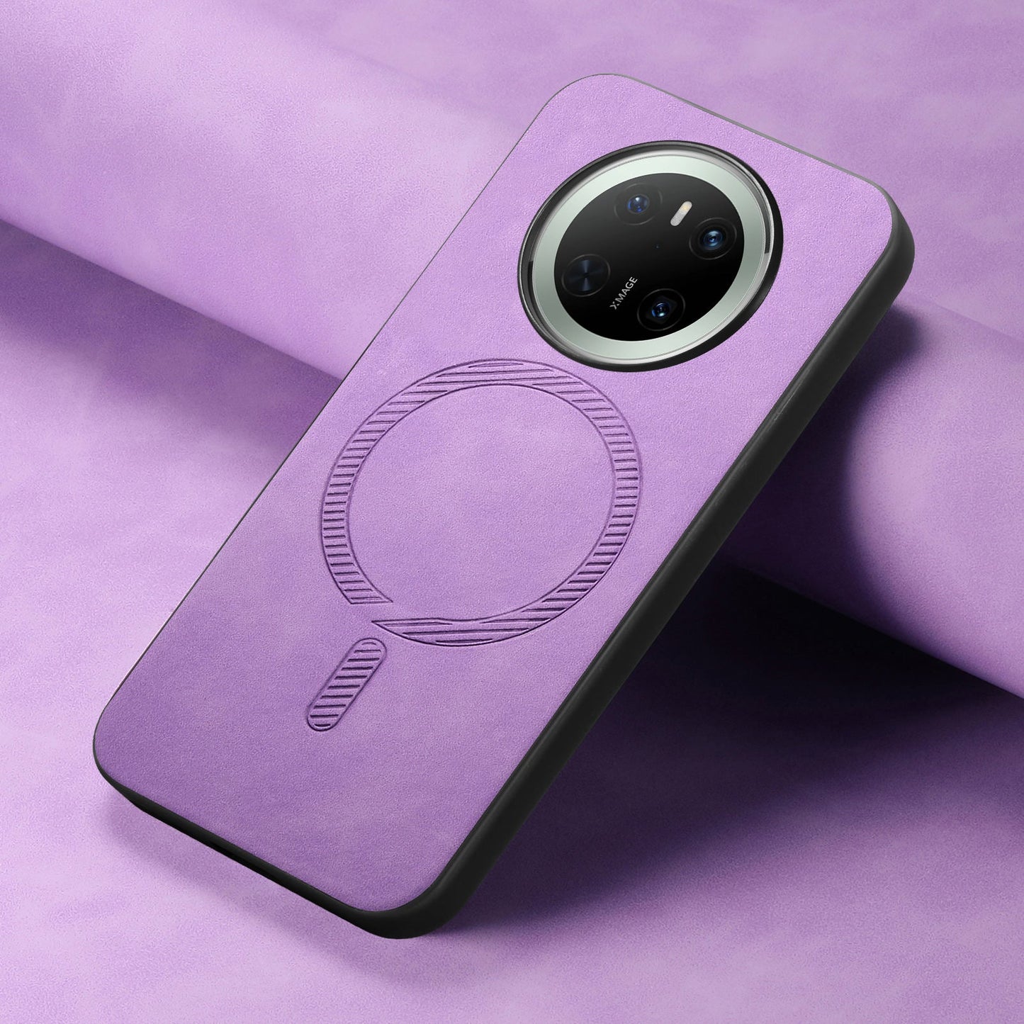 For Huawei Mate 70 Leather Back Case Compatible with MagSafe Skin-touch Phone Cover - Purple