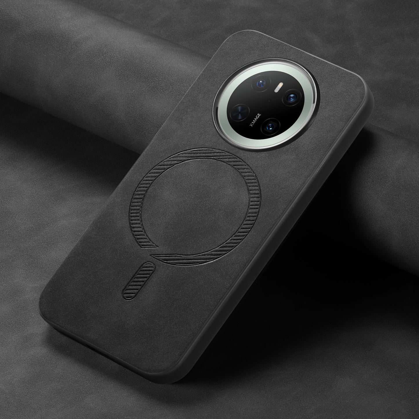 For Huawei Mate 70 Leather Back Case Compatible with MagSafe Skin-touch Phone Cover - Black