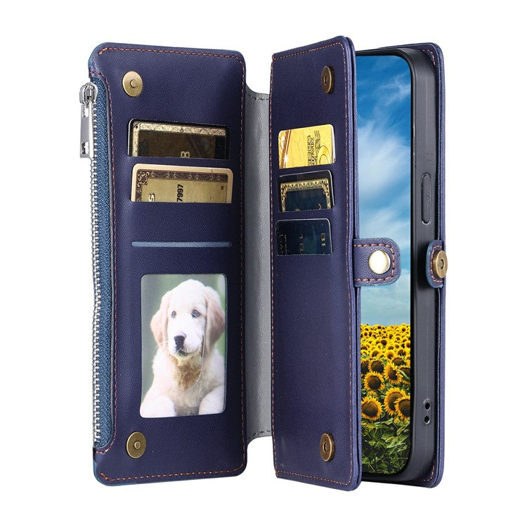 015 Style For Motorola Moto G75 5G Case TPU+PU Leather Wallet Phone Cover with Straps - Blue