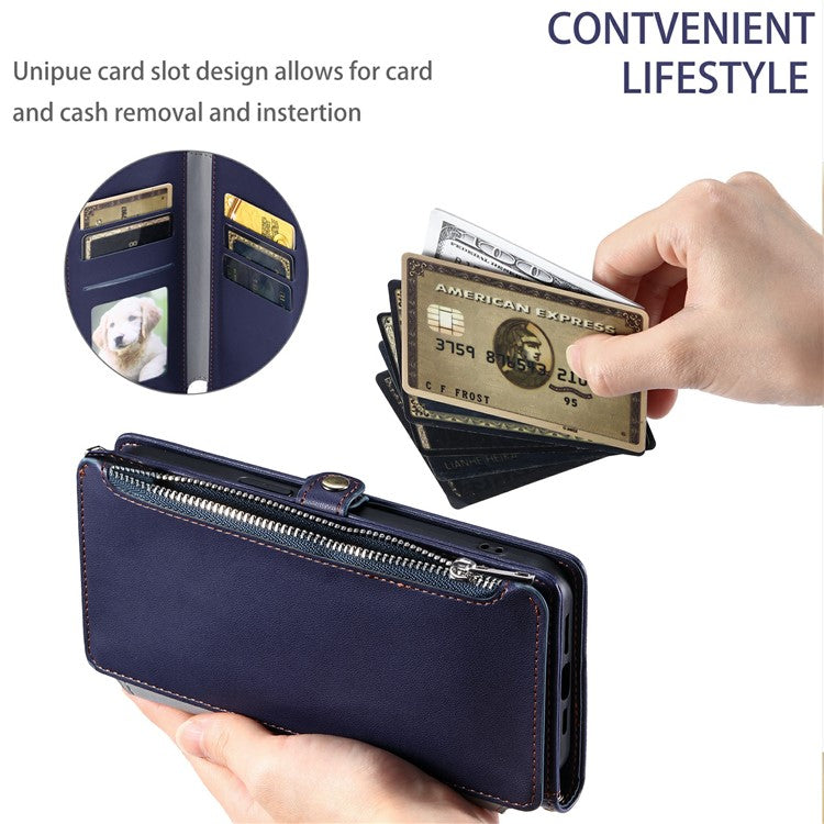015 Style For Motorola Moto G75 5G Case TPU+PU Leather Wallet Phone Cover with Straps - Blue