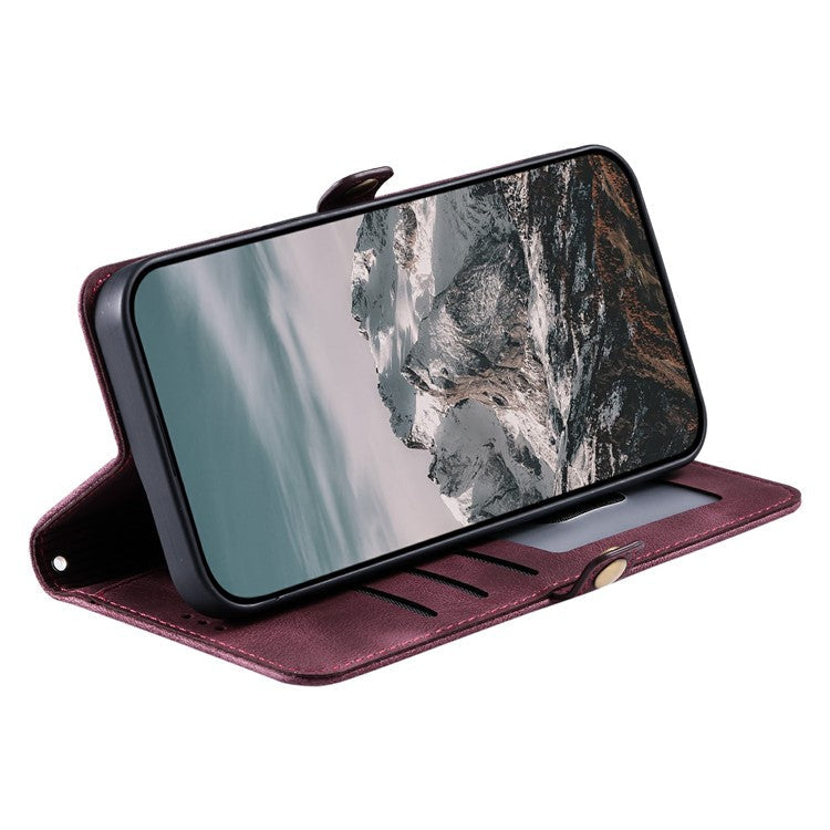 Style 016 For Motorola Moto G75 5G Case Skin Feel Totem Imprinted Wallet Leather Phone Cover - Wine Red