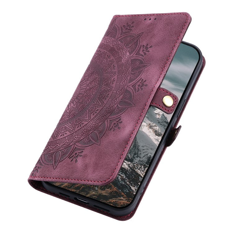 Style 016 For Motorola Moto G75 5G Case Skin Feel Totem Imprinted Wallet Leather Phone Cover - Wine Red