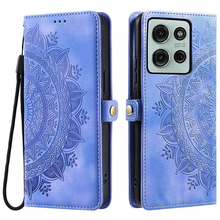 Style 016 For Motorola Moto G75 5G Case Skin Feel Totem Imprinted Wallet Leather Phone Cover - Purple