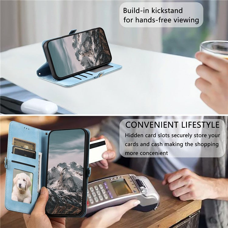 Style 016 For Motorola Moto G75 5G Case Skin Feel Totem Imprinted Wallet Leather Phone Cover - Lake Blue