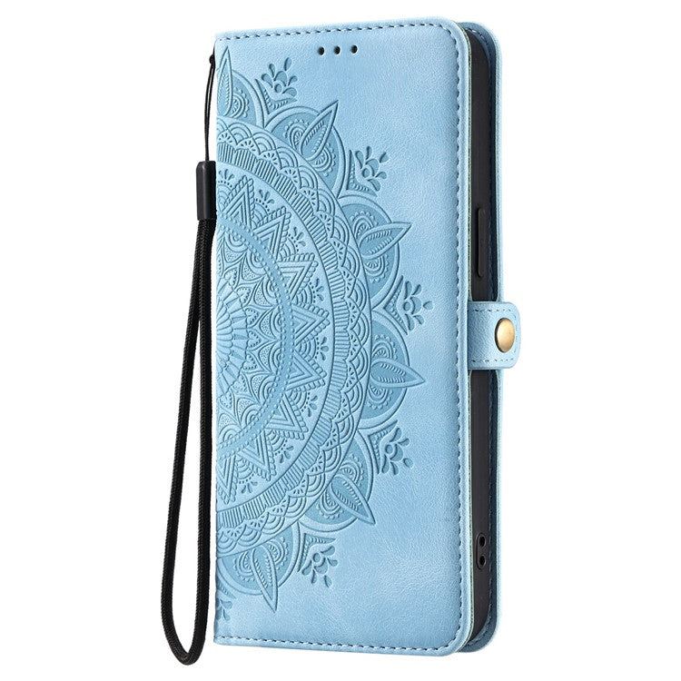 Style 016 For Motorola Moto G75 5G Case Skin Feel Totem Imprinted Wallet Leather Phone Cover - Lake Blue