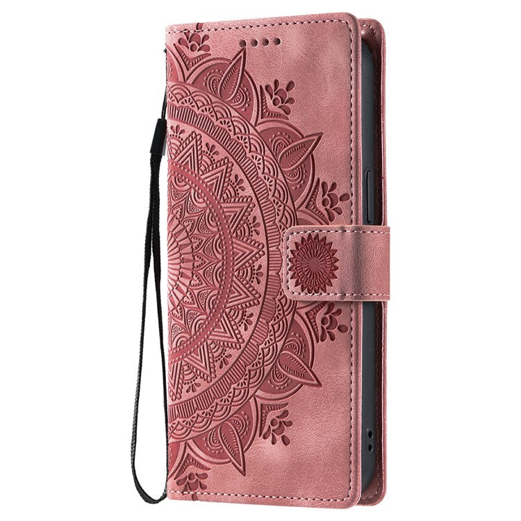 Style 018 For Motorola Moto G75 5G Case Imprinted Totem Skin Feel Wallet Leather Phone Cover - Rose Gold