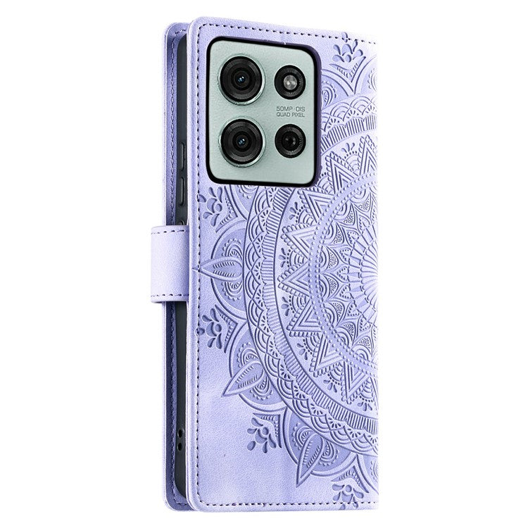 Style 018 For Motorola Moto G75 5G Case Imprinted Totem Skin Feel Wallet Leather Phone Cover - Purple