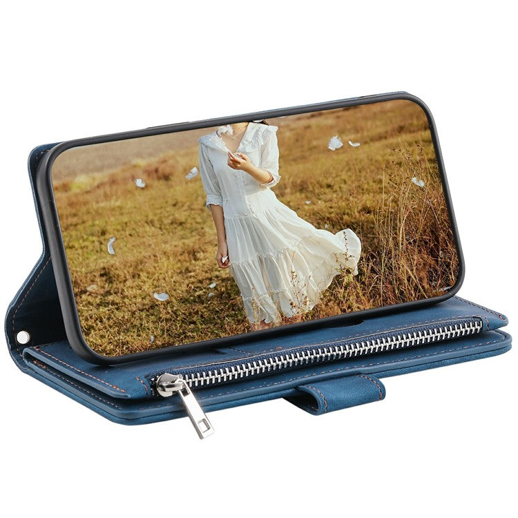 Style 005 For Motorola Moto G75 5G Wallet Case Rhombus Stitching Line PU Leather Phone Cover - Blue