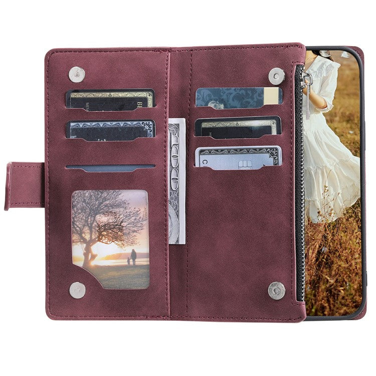 Style 005 For Motorola Moto G75 5G Wallet Case Rhombus Stitching Line PU Leather Phone Cover - Wine Red