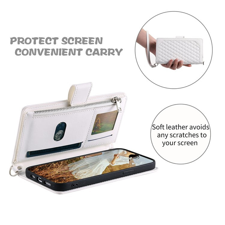 Style 005 For Motorola Moto G75 5G Wallet Case Rhombus Stitching Line PU Leather Phone Cover - White