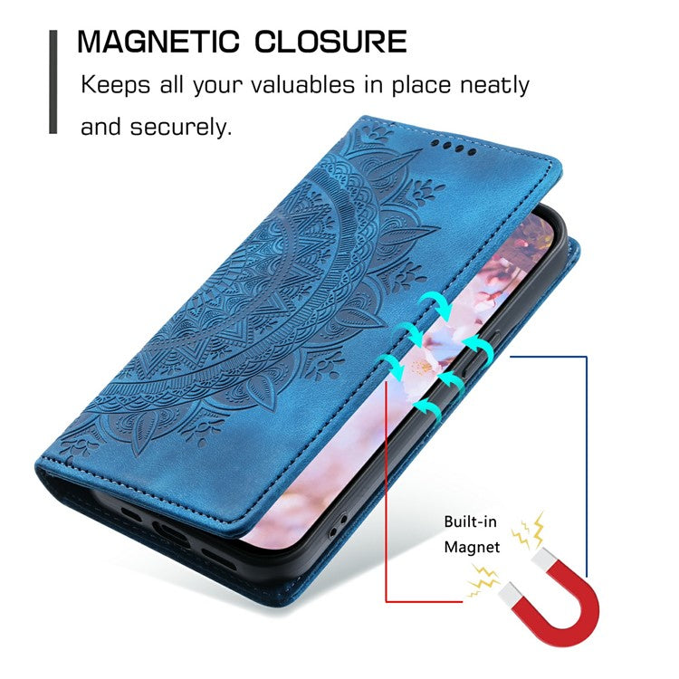 Style-010 For Motorola Moto G75 5G Case Magnetic Closing Leather Phone Cover Pattern Imprinted - Blue