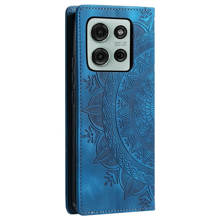 Style-010 For Motorola Moto G75 5G Case Magnetic Closing Leather Phone Cover Pattern Imprinted - Blue