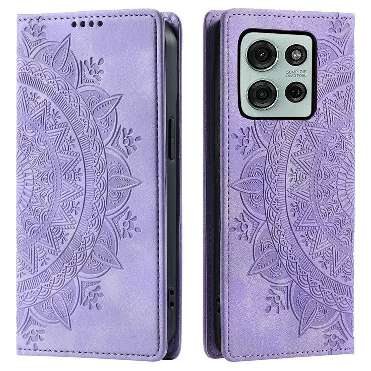 Style-010 For Motorola Moto G75 5G Case Magnetic Closing Leather Phone Cover Pattern Imprinted - Purple