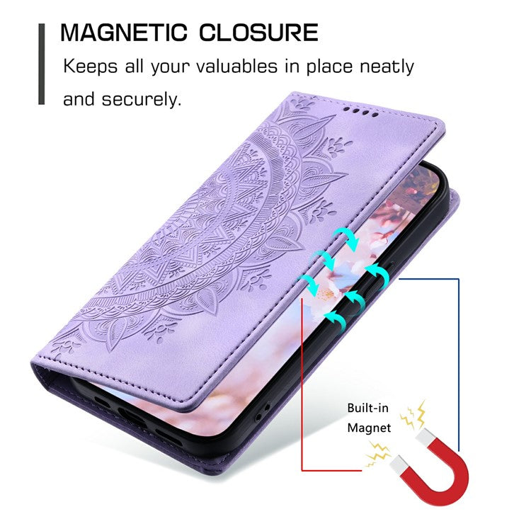 Style-010 For Motorola Moto G75 5G Case Magnetic Closing Leather Phone Cover Pattern Imprinted - Purple