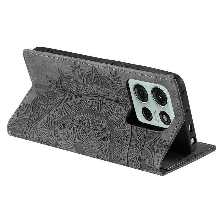 Style-010 For Motorola Moto G75 5G Case Magnetic Closing Leather Phone Cover Pattern Imprinted - Grey