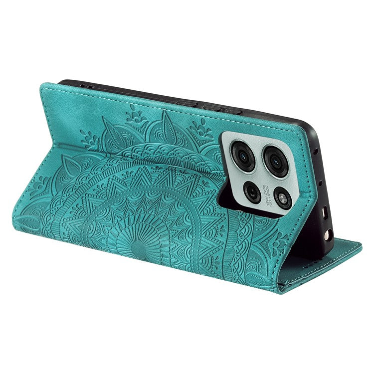 Style-010 For Motorola Moto G75 5G Case Magnetic Closing Leather Phone Cover Pattern Imprinted - Mint Green