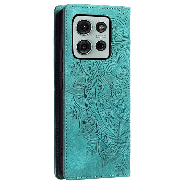 Style-010 For Motorola Moto G75 5G Case Magnetic Closing Leather Phone Cover Pattern Imprinted - Mint Green