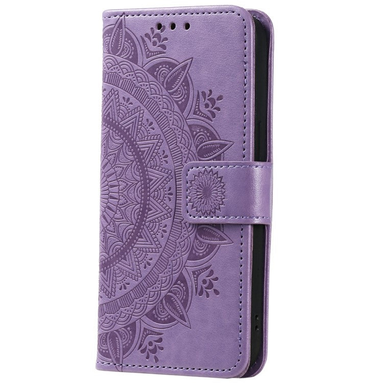For Motorola Moto G75 5G Case Imprinted Totem PU Leather Wallet Stand Phone Cover - Purple