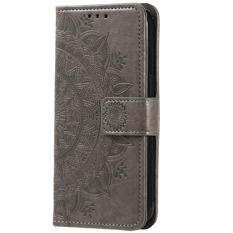 For Motorola Moto G75 5G Case Imprinted Totem PU Leather Wallet Stand Phone Cover - Grey