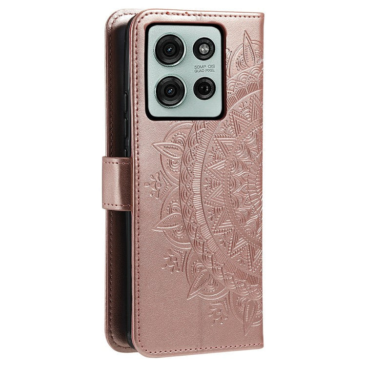 For Motorola Moto G75 5G Case Imprinted Totem PU Leather Wallet Stand Phone Cover - Rose Gold