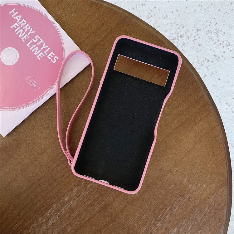 For Google Pixel 8 Pro Case Zipper Card Slots PU Leather Phone Back Cover with Wrist Strap - Pink