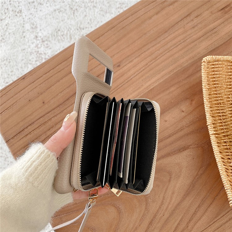 For Google Pixel 8 Pro Case Zipper Card Slots PU Leather Phone Back Cover with Wrist Strap - Grey