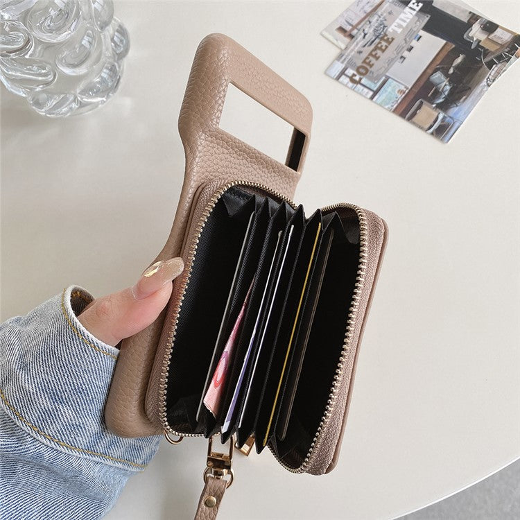 For Google Pixel 8 Pro Case Zipper Card Slots PU Leather Phone Back Cover with Wrist Strap - Light Brown