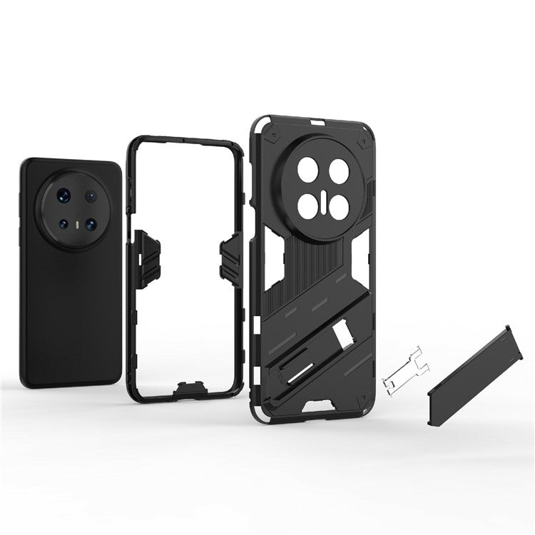 For Huawei Mate 70 Pro+ / Mate 70 Pro Case PC + TPU Shockproof Phone Cover with Kickstand - Black
