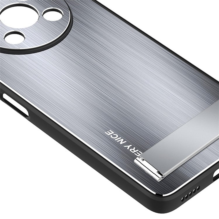 Kickstand Brushed Phone Cover for Honor X30 5G, TPU + Aluminium Alloy Well-protected Case - Black