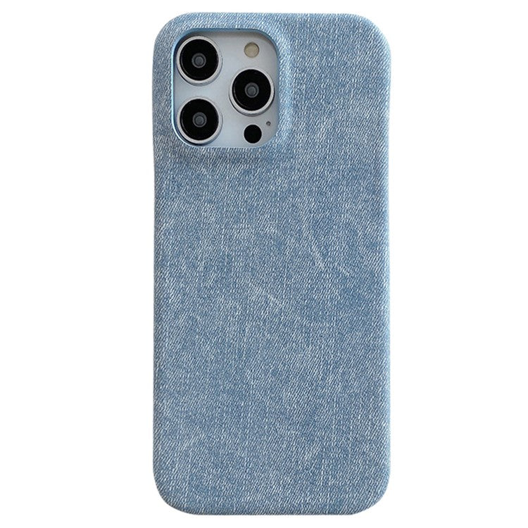 For iPhone 16 Pro Case Jeans Cloth Texture PU Leather + PET Back Cover - Baby Blue