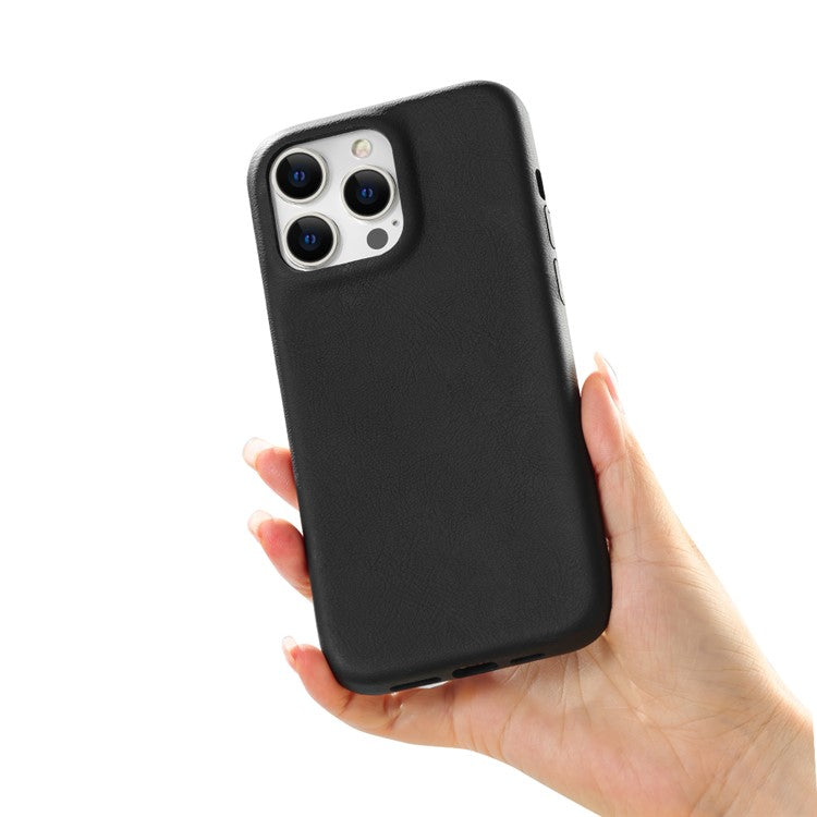 For iPhone 16 Pro Case Skin-Touch Lambskin Texture PU Leather + PET Phone Cover - Black