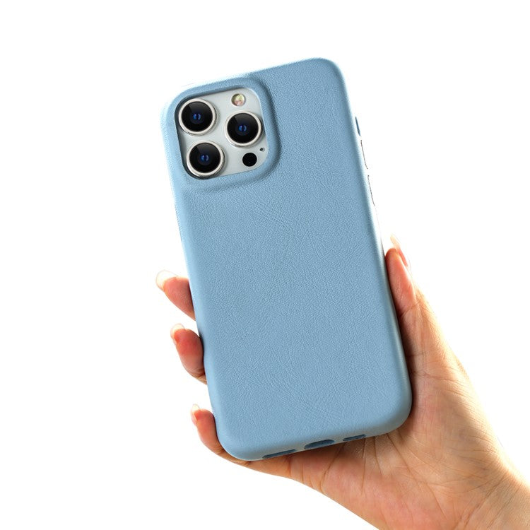 For iPhone 16 Pro Case Skin-Touch Lambskin Texture PU Leather + PET Phone Cover - Blue