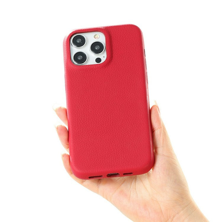 For iPhone 16 Pro Phone Case Skin Touch Litchi Texture Leather Coated PET Mobile Cover - Rose