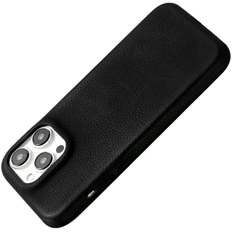 For iPhone 16 Pro Phone Case Skin Touch Litchi Texture Leather Coated PET Mobile Cover - Rose