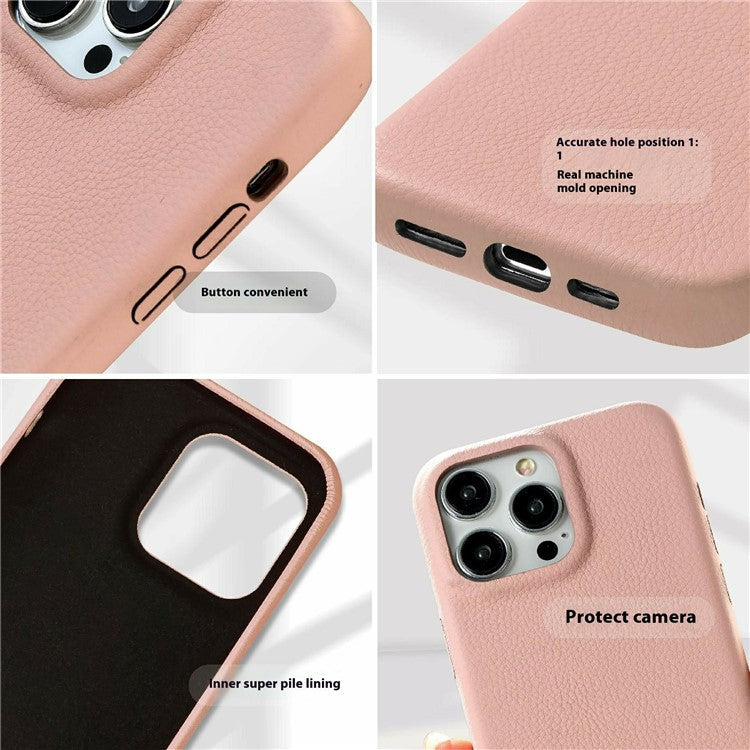 For iPhone 16 Pro Phone Case Skin Touch Litchi Texture Leather Coated PET Mobile Cover - Rose