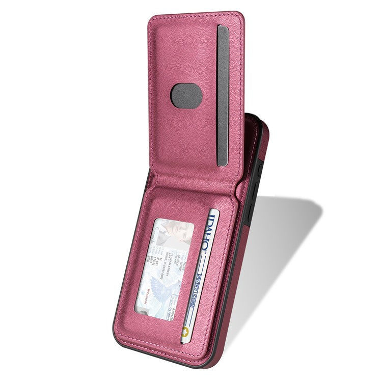 For iPhone 16 Plus Case Compatible with MagSafe Detachable Card Holder Kickstand Leather Phone Back Cover - Red