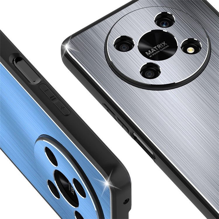Shockproof Phone Case for Honor X30 5G, Brushed Aluminium Alloy and TPU Mobile Phone Back Shell Cover - Silver