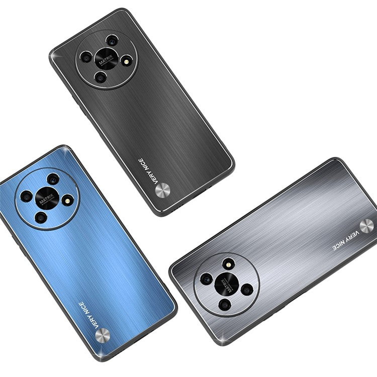 Shockproof Phone Case for Honor X30 5G, Brushed Aluminium Alloy and TPU Mobile Phone Back Shell Cover - Silver