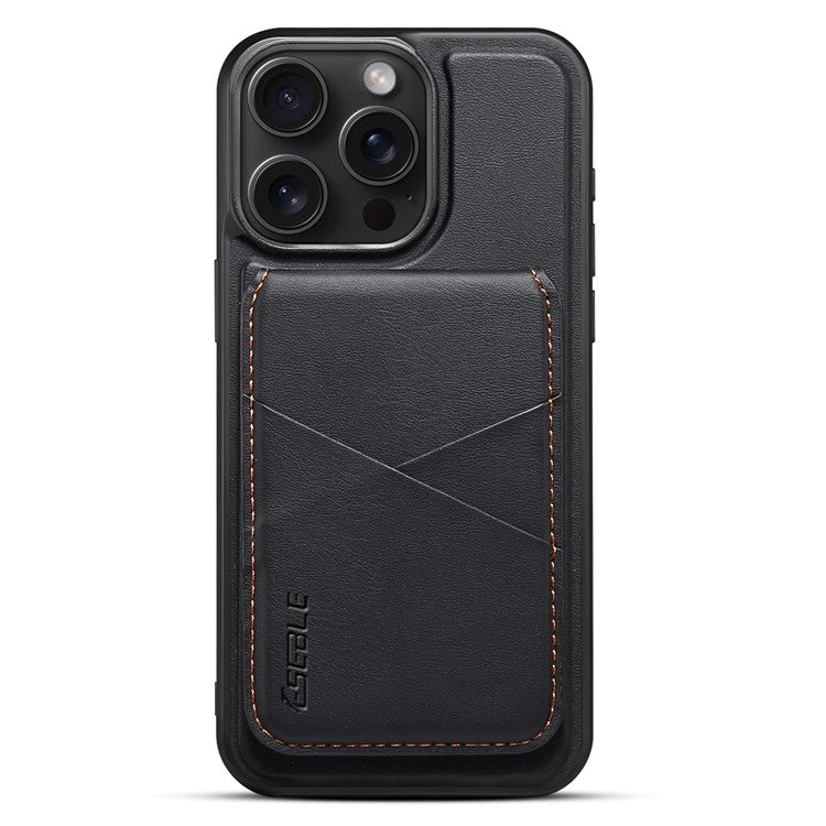 ESEBLE E3 For iPhone 16 Pro Magnetic Case with Detachable Card Holder Leather + TPU RFID Blocking Phone Cover - Black