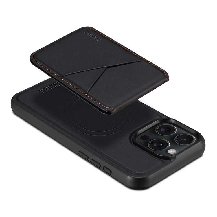 ESEBLE E3 For iPhone 16 Pro Magnetic Case with Detachable Card Holder Leather + TPU RFID Blocking Phone Cover - Black