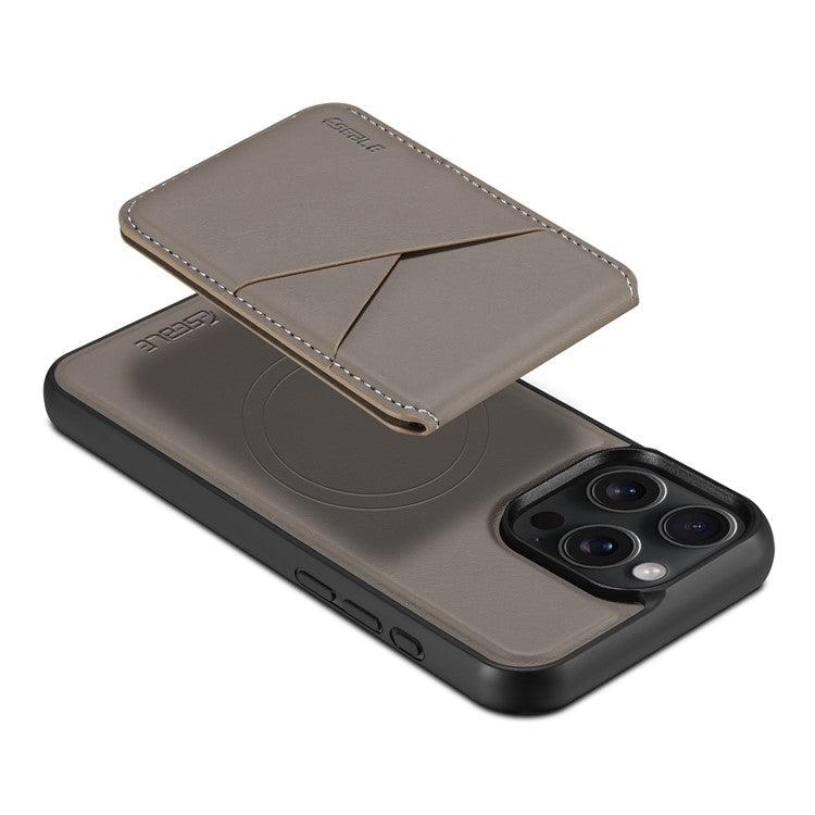 ESEBLE E3 For iPhone 16 Pro Magnetic Case with Detachable Card Holder Leather + TPU RFID Blocking Phone Cover - Grey