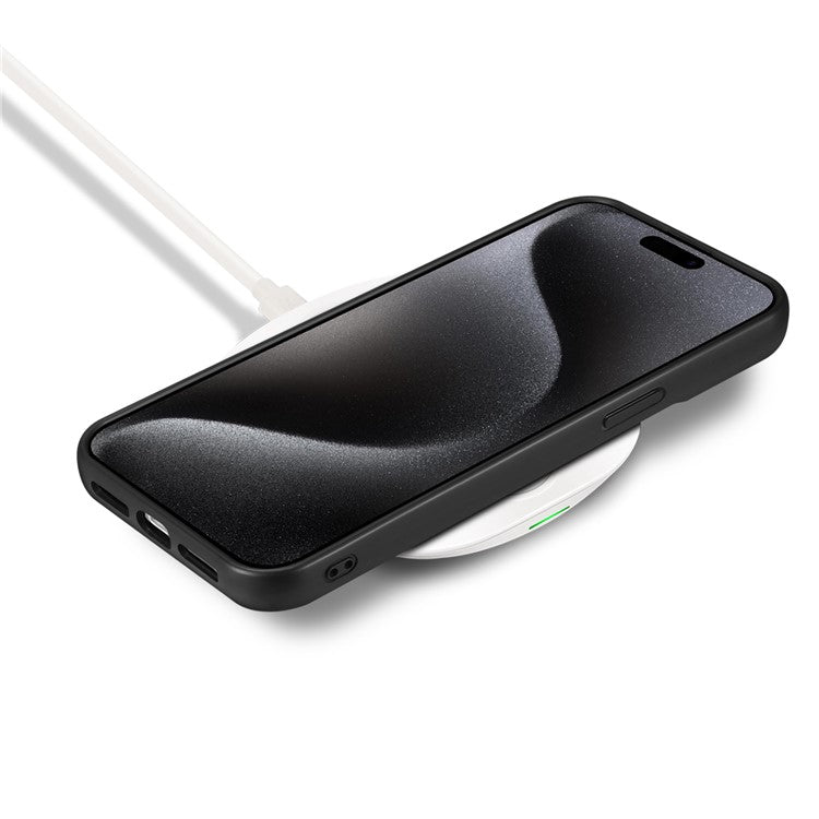 ESEBLE E3 For iPhone 16 Pro Magnetic Case with Detachable Card Holder Leather + TPU RFID Blocking Phone Cover - Grey