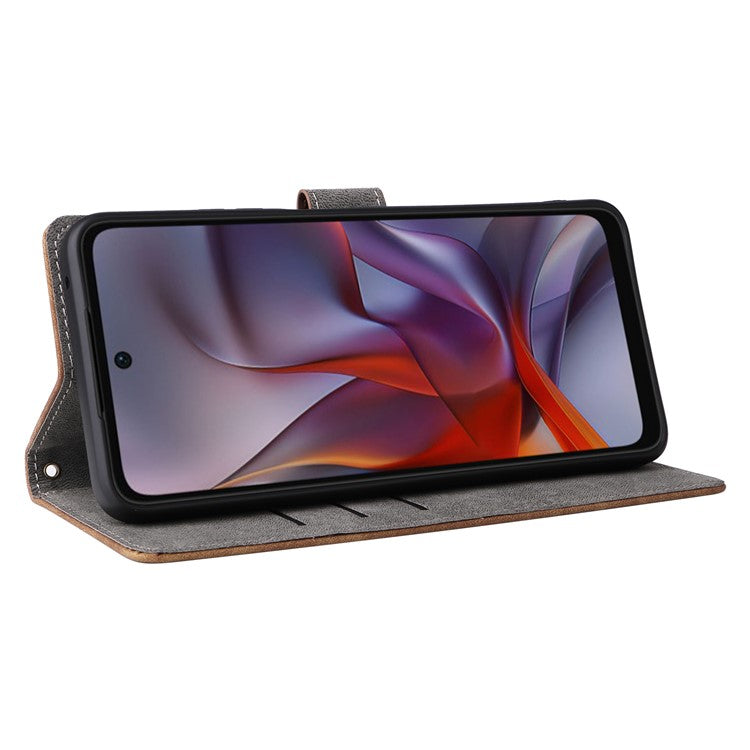 For Motorola Moto G 5G (2025) / Moto G (2025) 5G Wallet Case RFID Blocking PU Leather Cover Stand View - Brown